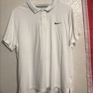 white “nike” polo shirt